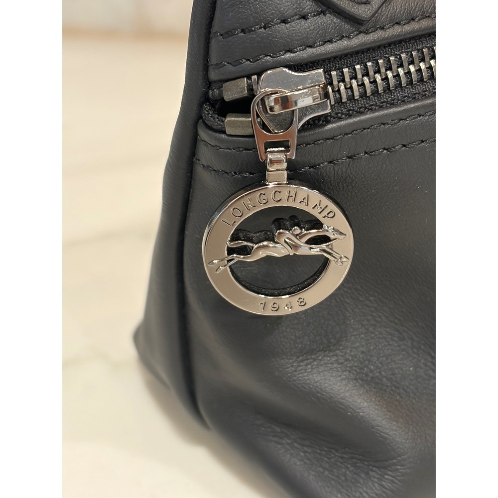 Longchamp Le Pliage Cuir Black Leather Clutch - Picture 5 of 14